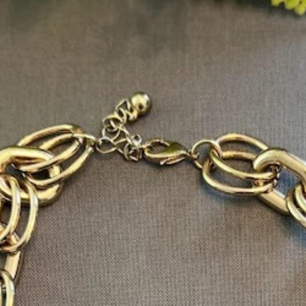 Chunky Chain Rhinestone Bib Statement Necklace - image 5